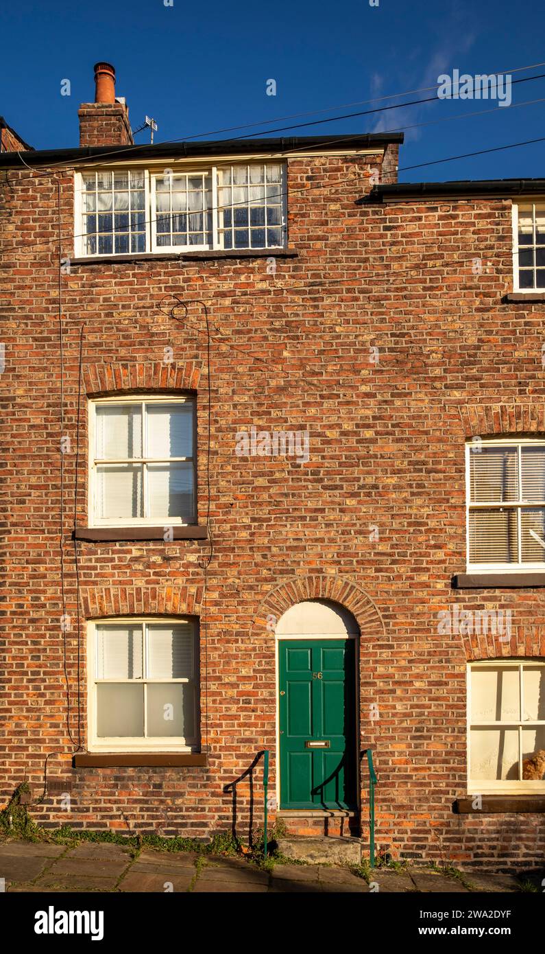 UK, England, Cheshire, Macclesfield, Paradise Street, restored terraced weavers house with 3rd floor garret Stock Photo