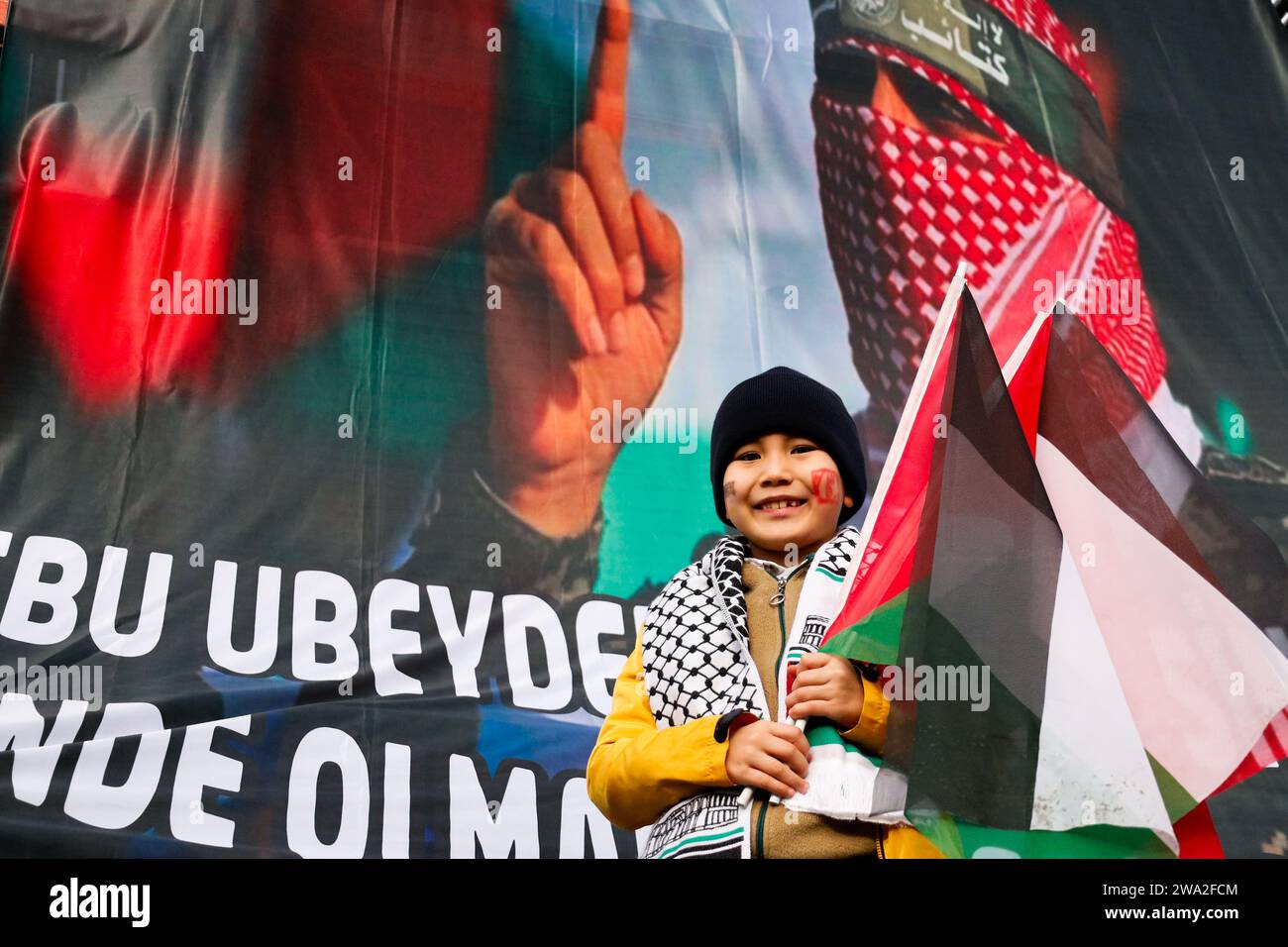 Istanbul Istanbul Turkey 1st Jan 2024 Hundreds Of Thousands Of   Istanbul Istanbul Turkey 1st Jan 2024 Hundreds Of Thousands Of Arab And Turkish People Gather With Turkish And Palestinian Flags During A March In Support Of The Palestinians Participants Arrived At The Galata Bridge And Chanted Slogans Against The War On Gaza Credit Image Shady Alassarzuma Press Wire Editorial Usage Only! Not For Commercial Usage! 2WA2FCM 