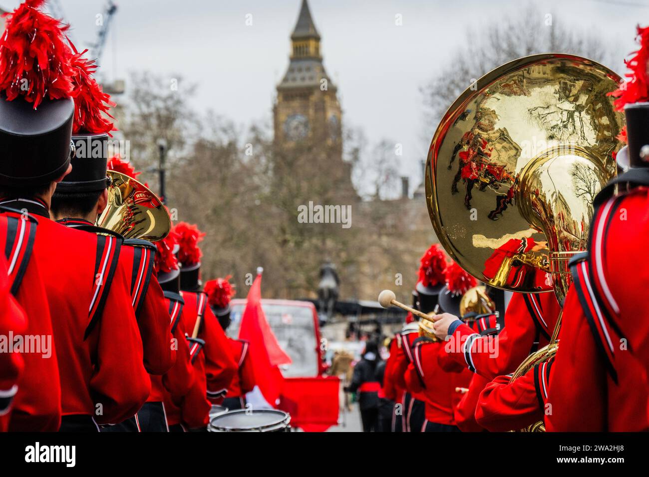 London, UK. 1st Jan, 2024. Hinsdale Central High School Red Devil