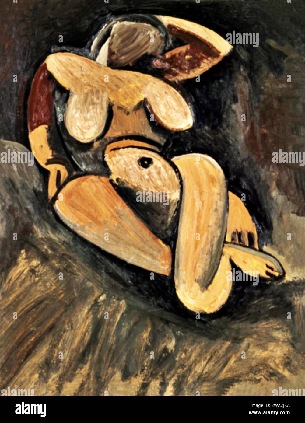Nu couche, 1908 (Painting) by Artist Picasso, Pablo (1881-1973) Spanish. Stock Vector