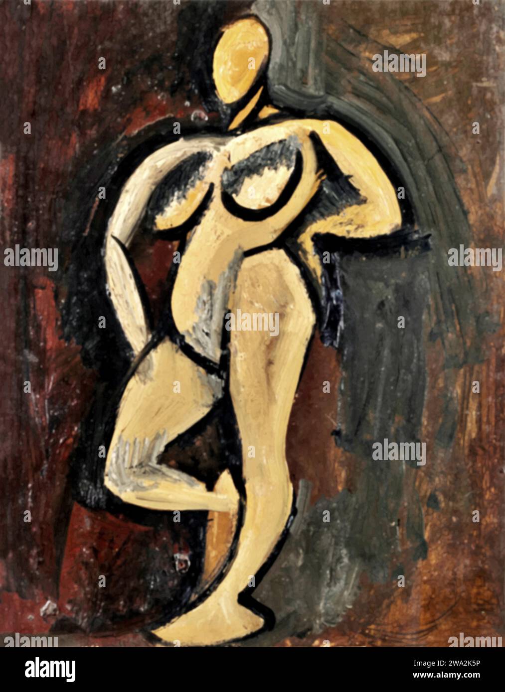 Nu debout, 1908 (Painting) by Artist Picasso, Pablo (1881-1973) Spanish. Stock Vector