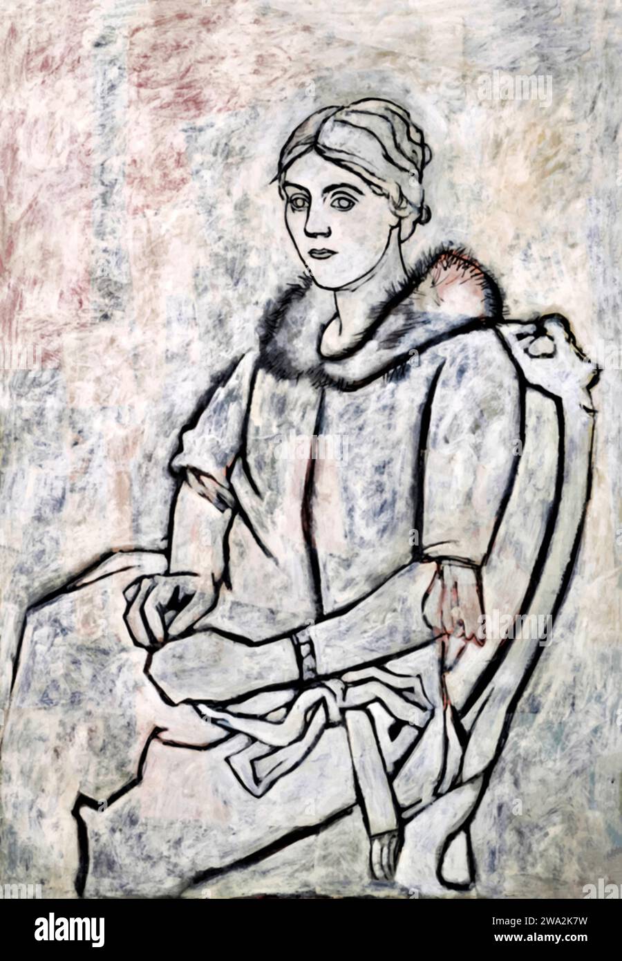 Olga au col de fourrure, 1923 (Painting) by Artist Picasso, Pablo (1881-1973) Spanish. Stock Vector