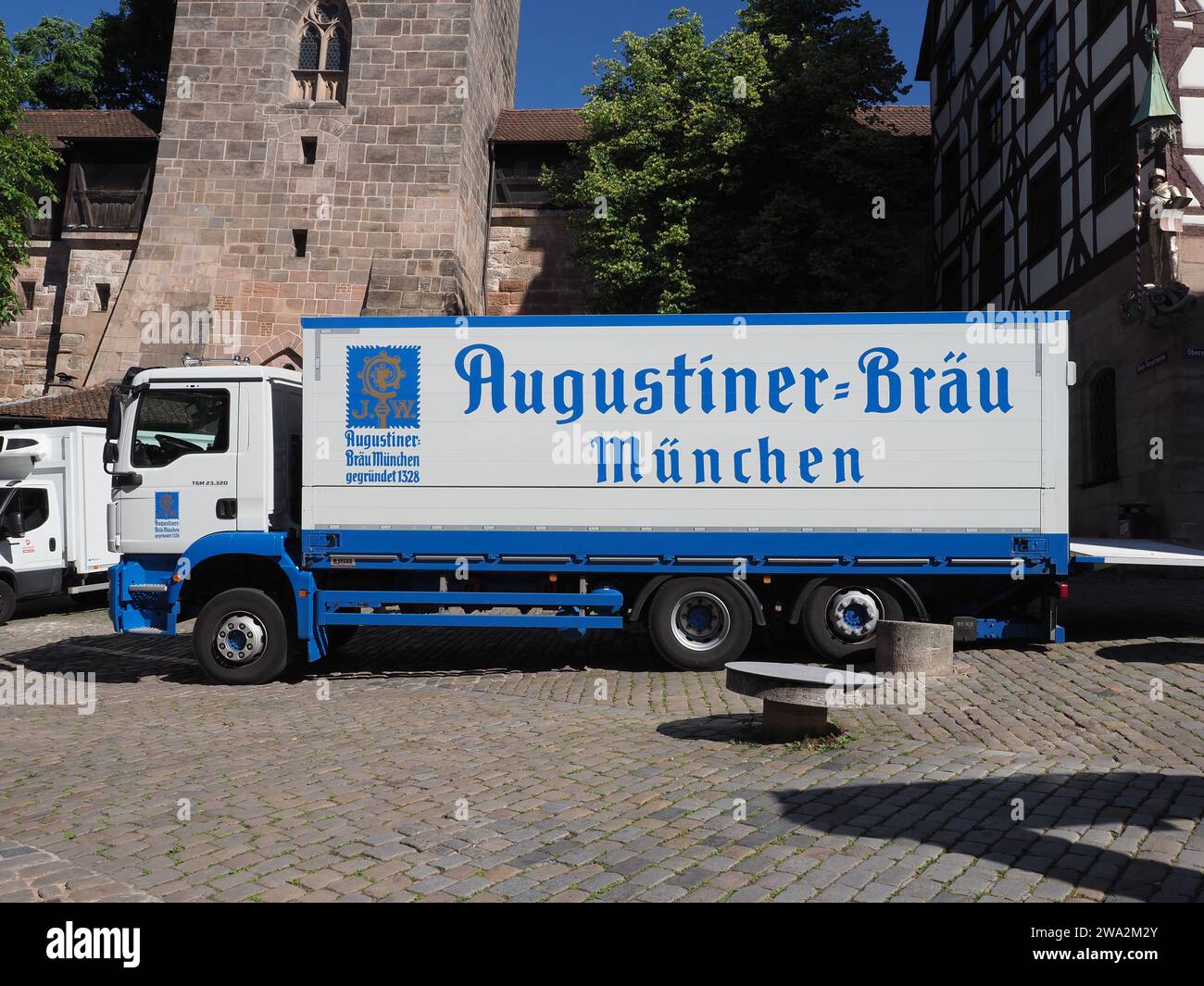 MUENCHEN, GERMANY - CIRCA JUNE 2022: Augustiner Braeu Delivery Truck Stock Photo