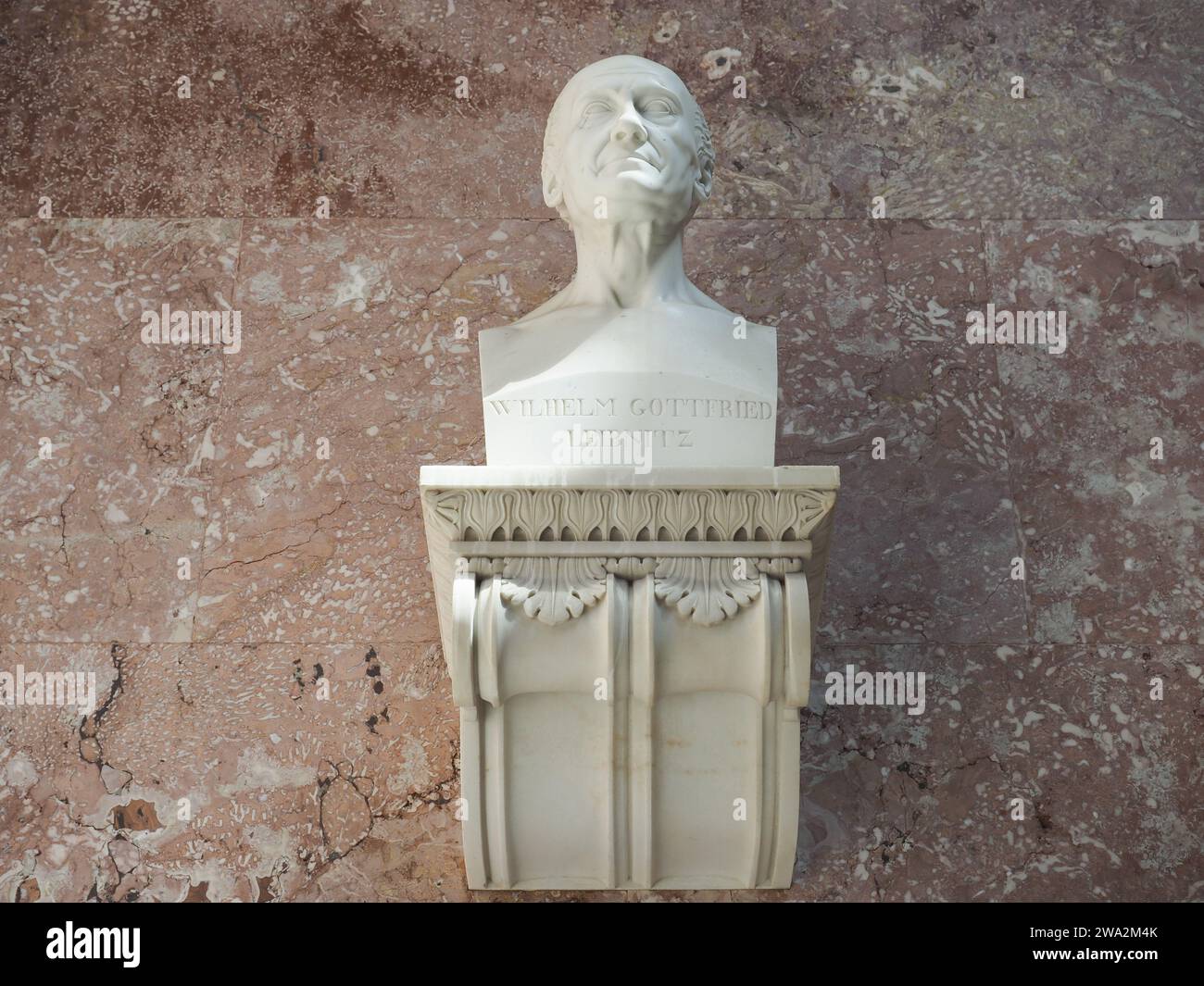 DONAUSTAUF, GERMANY - CIRCA JUNE 2022: Bust Of Philosopher And Mathematician Gottfried Wilhelm Leibniz Tuerkenlouis At Walhalla Temple By Sculptor Sch Stock Photo