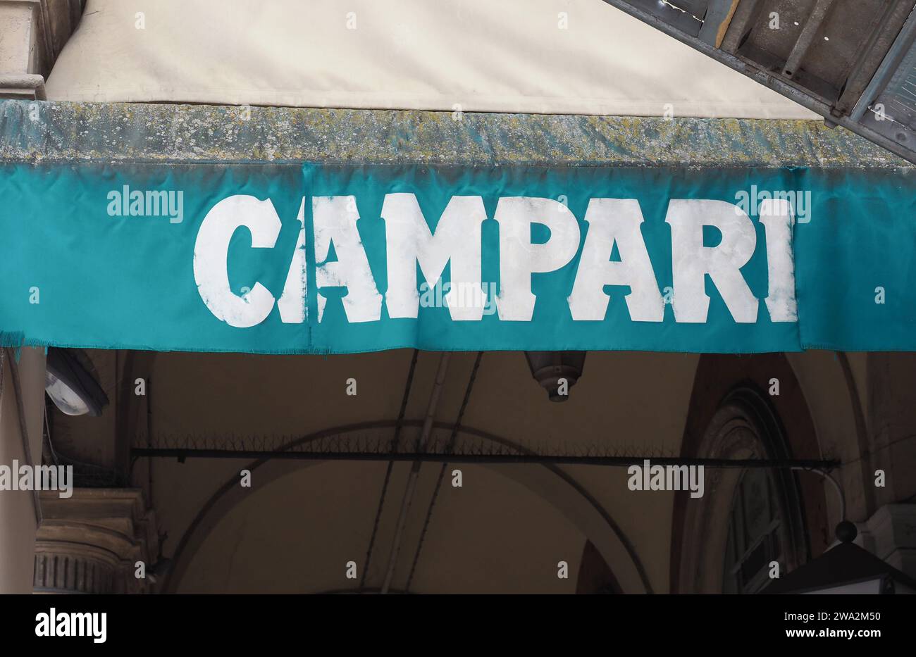 BOLOGNA, ITALY - CIRCA SEPTEMBER 2022: Campari Storefront Sign Stock Photo