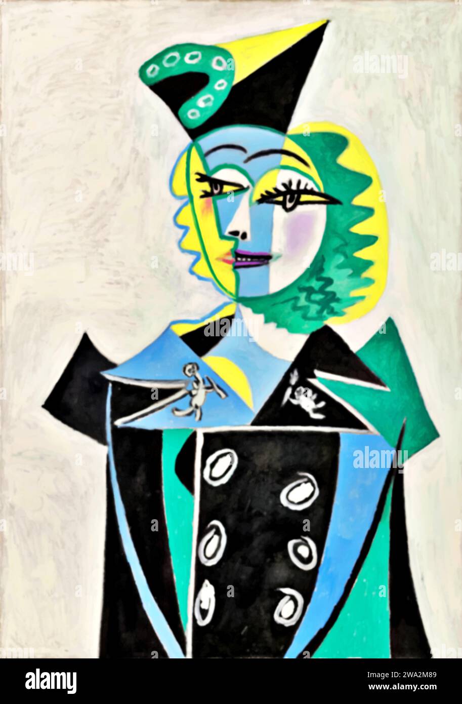 Portrait de Nusch Eluard, 1937 (Painting) by Artist Picasso, Pablo (1881-1973) Spanish. Stock Vector
