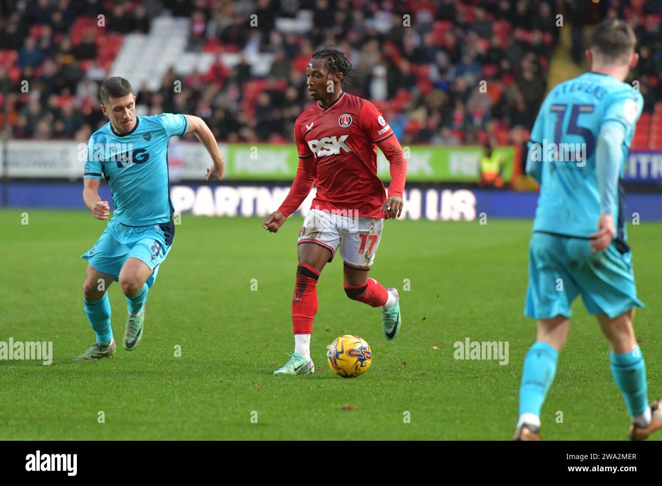 London, England. 1st Jan 2024. Tayo Edun of Charlton Athletic during