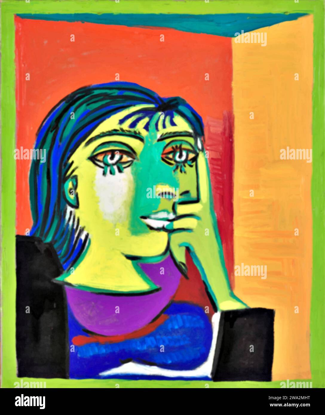 Portrait Of Dora Maar 1937 (Painting) by Artist Picasso, Pablo (1881-1973) Spanish. Stock Vector