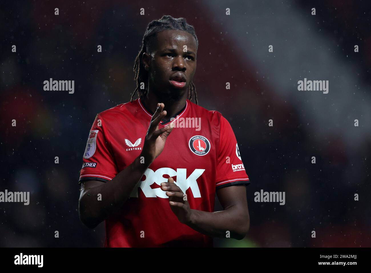 Charlton Athletic's Karoy Anderson after the Sky Bet League One match at The Valley, London. Picture date: Monday January 1, 2024. Stock Photo