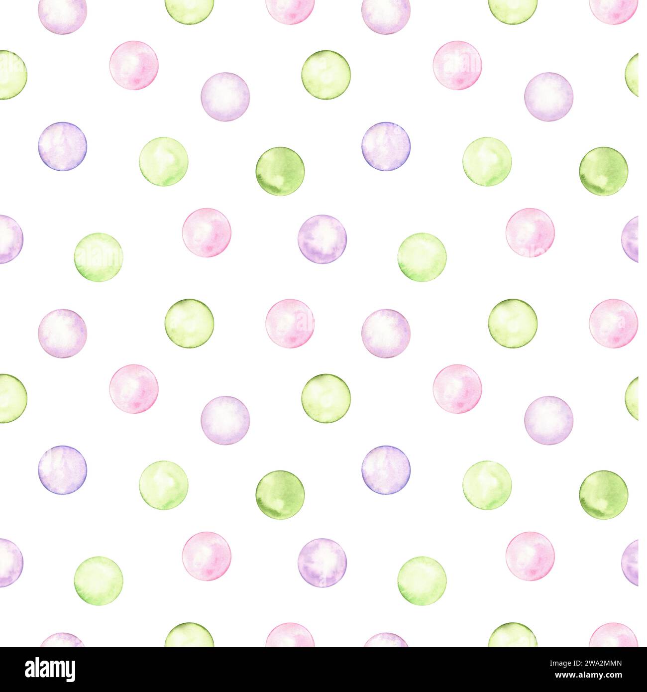 Abstract seamless polka dot pattern. Circle in soft pastel colors. Creative minimalist style. Splashes, bubbles, round doodle spots, brush strokes Stock Photo