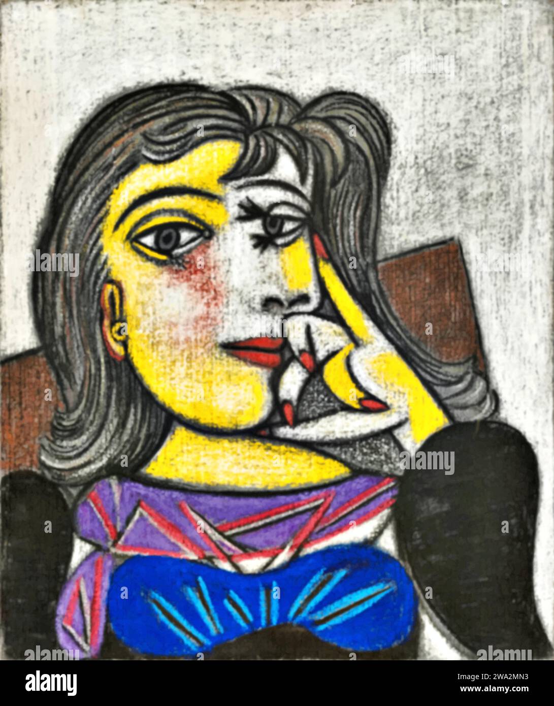 Portrait Of Dora Maar, 1937 (Painting) by Artist Picasso, Pablo (1881-1973) Spanish. Stock Vector