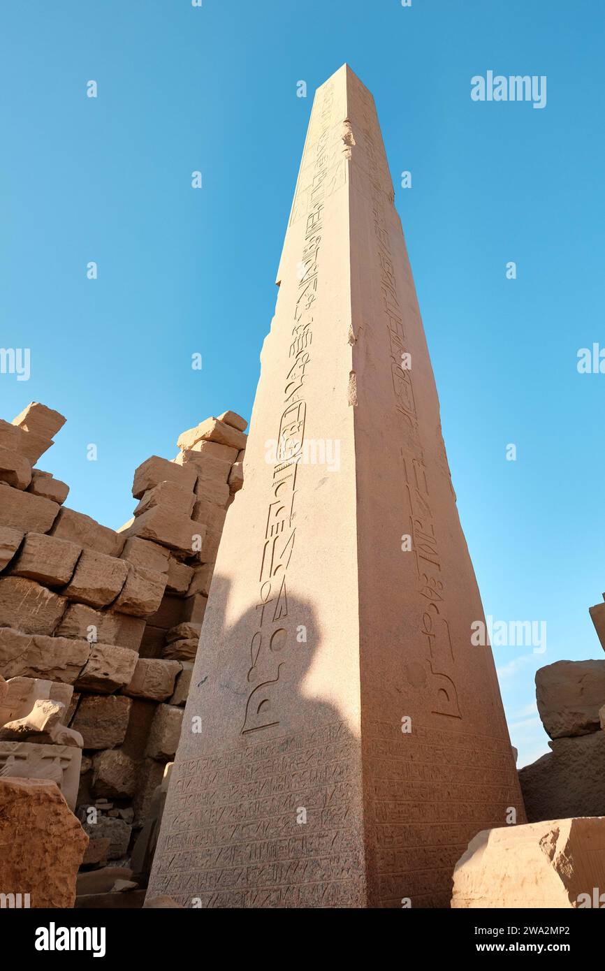 Luxor, Egypt January 2, 2024 Obelisk of Queen Hapshetsut in Karnak