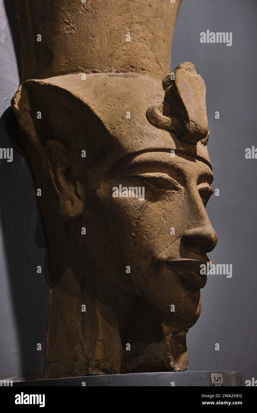 Luxor, Egypt - December 26 2023: Bust of King Akhenaton, Luxor museum, Upper Egypt, Nile valley Stock Photo