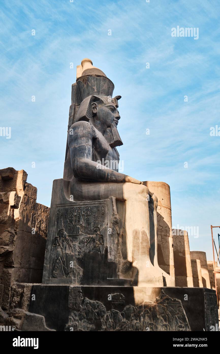 Luxor, Egypt - December 26 2023: Statue of Ramesses II at Luxor Temple Stock Photo