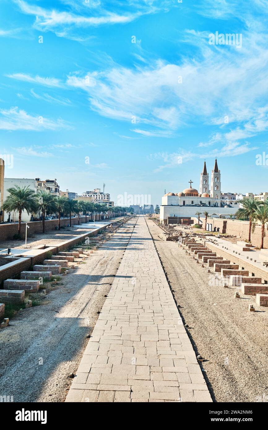 Luxor, Egypt December 26 2023 Sphinxes road between Luxor and Karnak