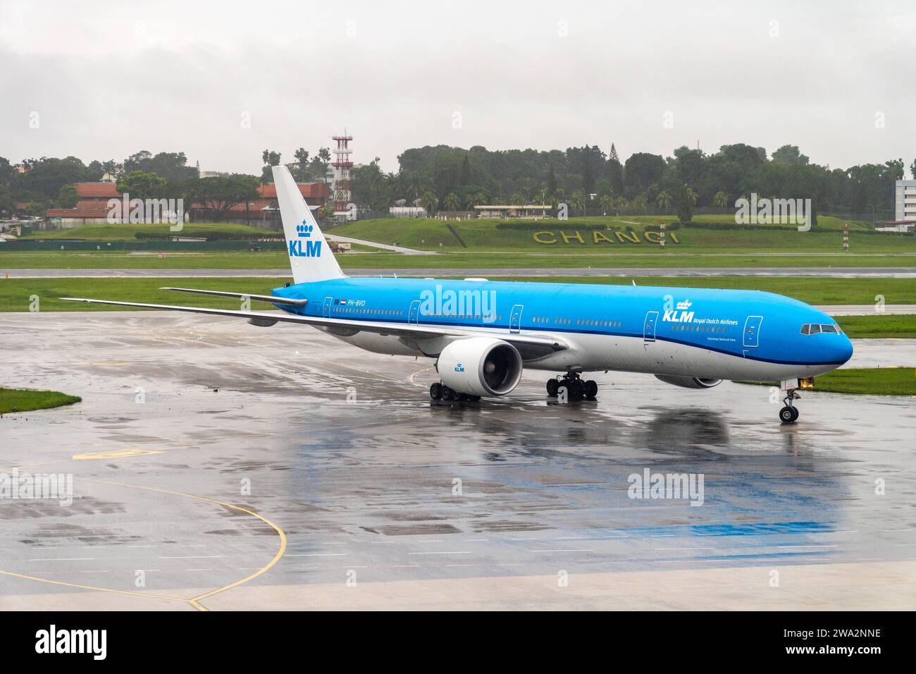 Singapore January 1, 2024 KLM Royal Dutch Airlines aircraft on the