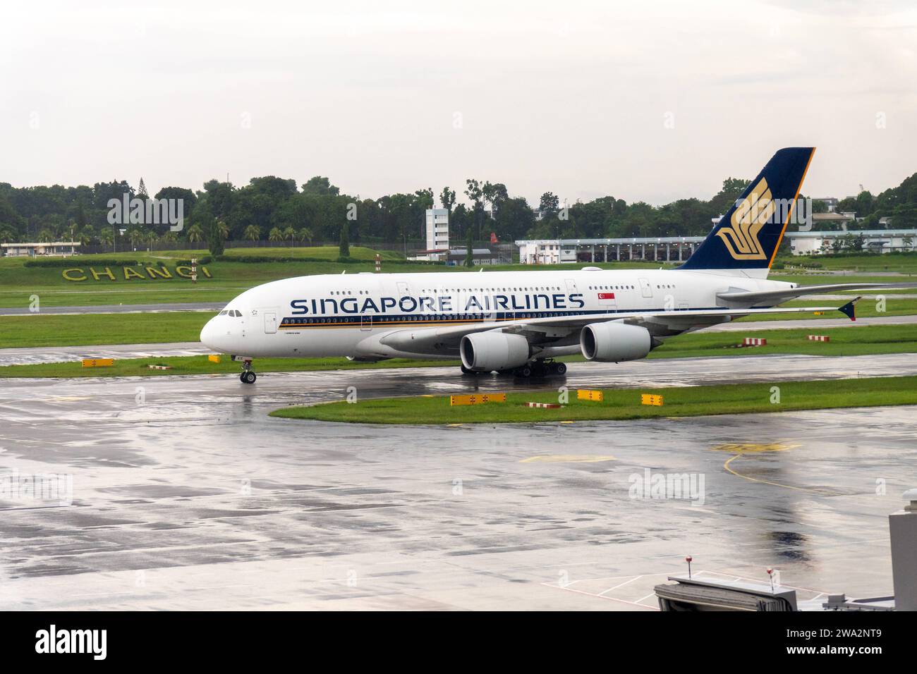 Singapore January 1, 2024 Singapor Airlines aircraft on the runway