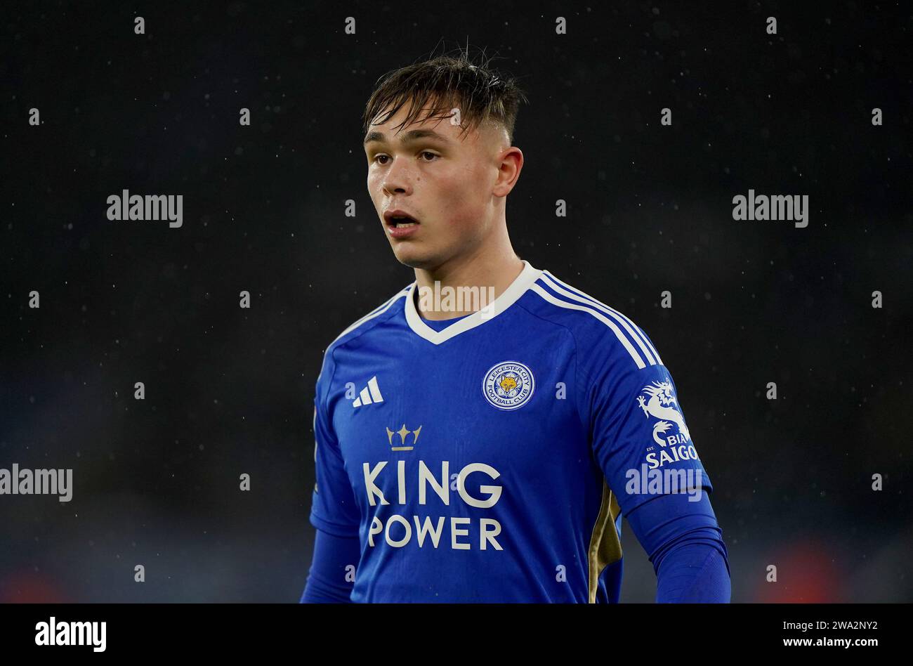 Leicester City's Callum Doyle during the Sky Bet Championship match at the King Power Stadium, Leicester. Picture date: Monday January 1, 2024. Stock Photo