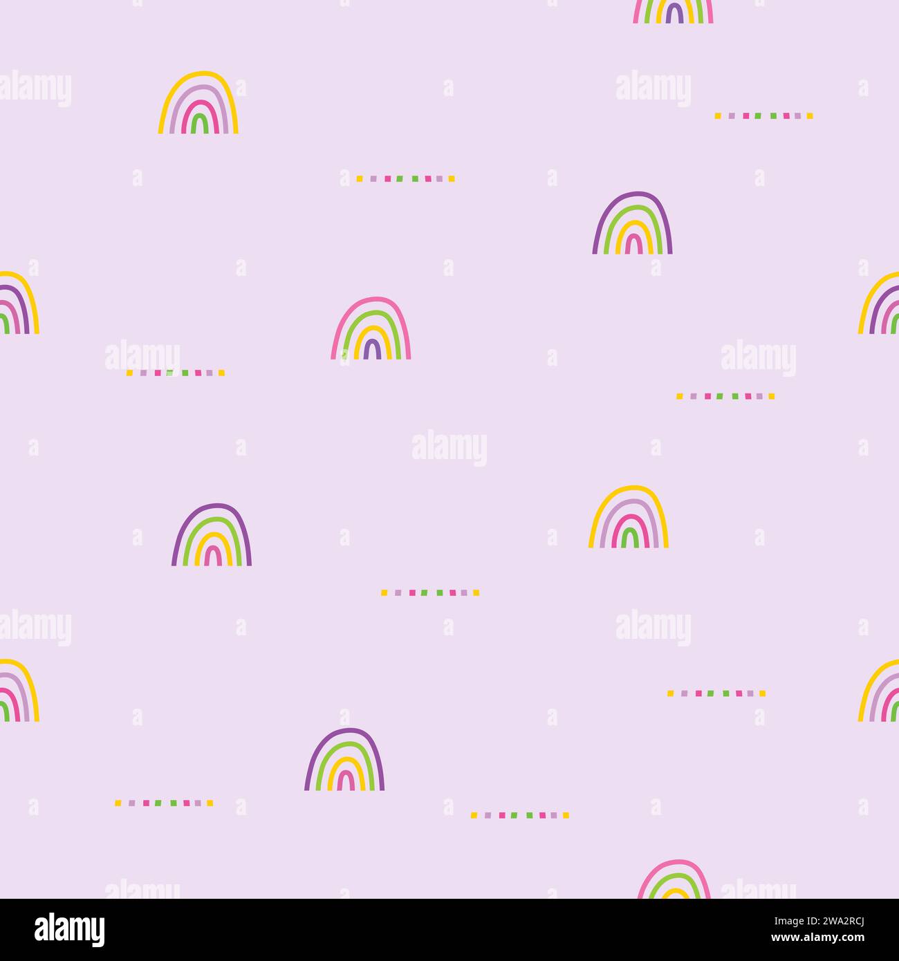 Rainbow seamless pattern background -  light lilac background Stock Vector