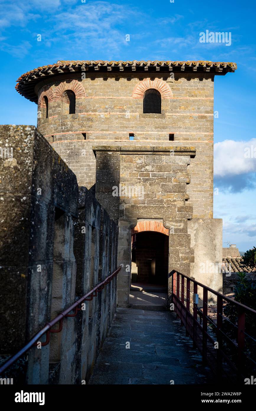 Ramparts in La Cité, medieval citadel. The first walls were built in Gallo-Roman times, with major additions made in the 13th and 14th centuries, Carc Stock Photo