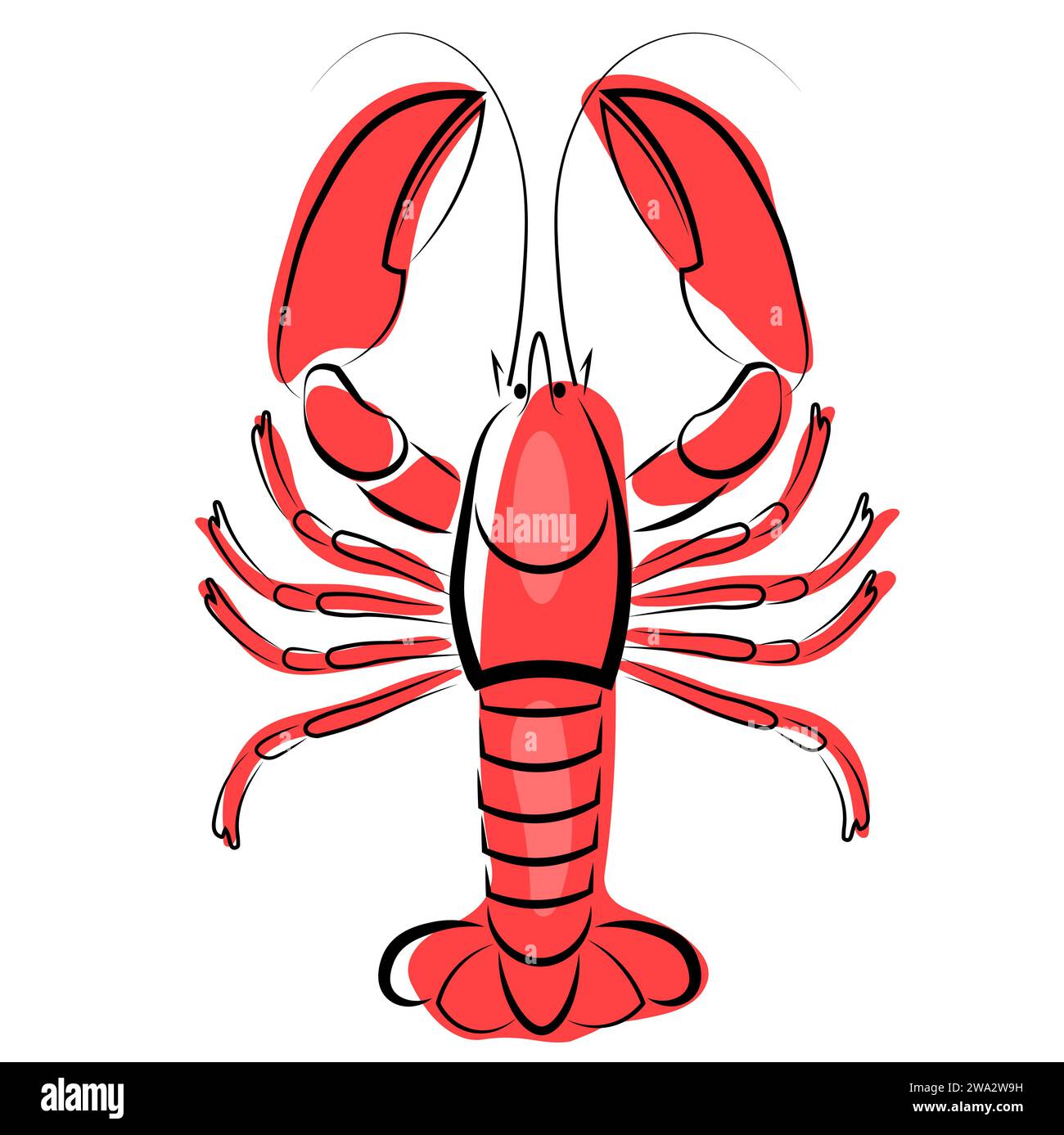 Lobster on white background. Doodle Stock Vector