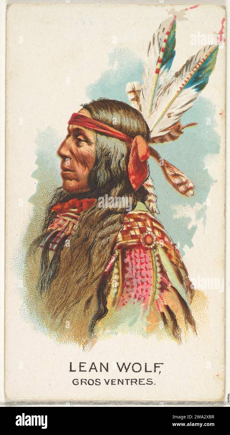 Lean Wolf, Gros Ventres, from the American Indian Chiefs series (N2) for Allen & Ginter Cigarettes Brands 1963 by Allen & Ginter Stock Photo