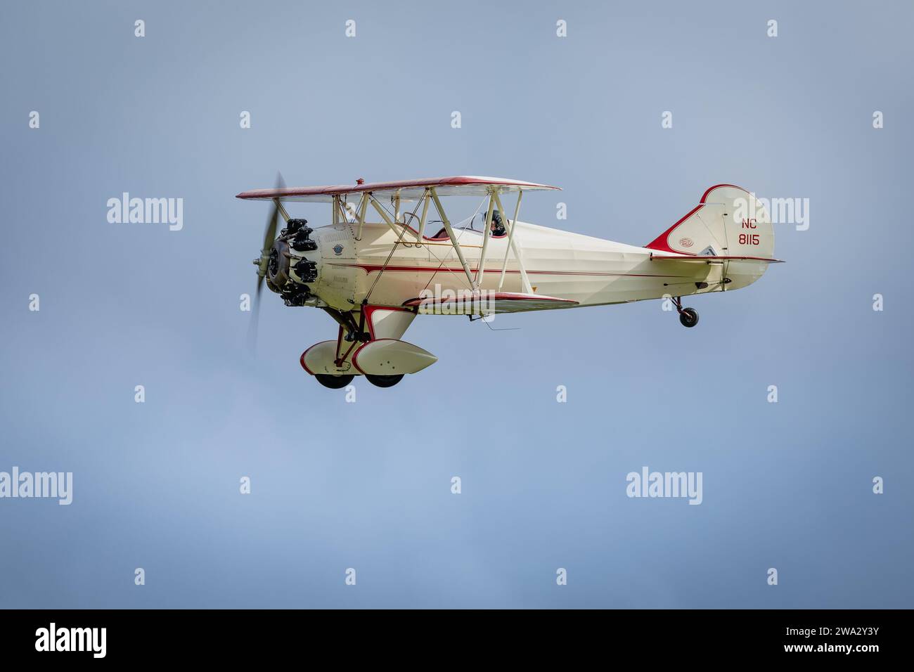 Travel Air 4000, airborne at the Race Day airshow held at Shuttleworth ...