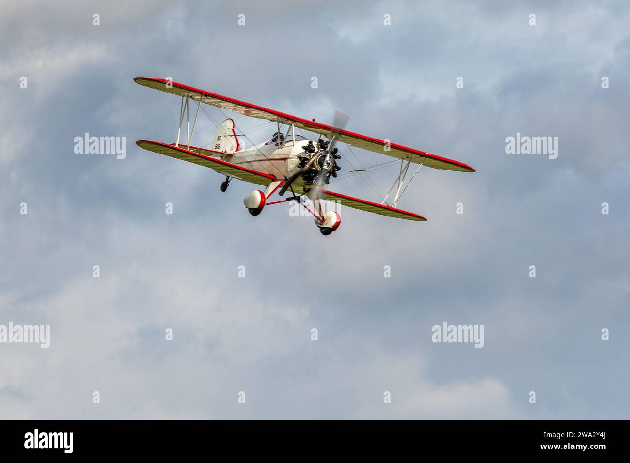 Travel Air 4000, airborne at the Race Day airshow held at Shuttleworth ...