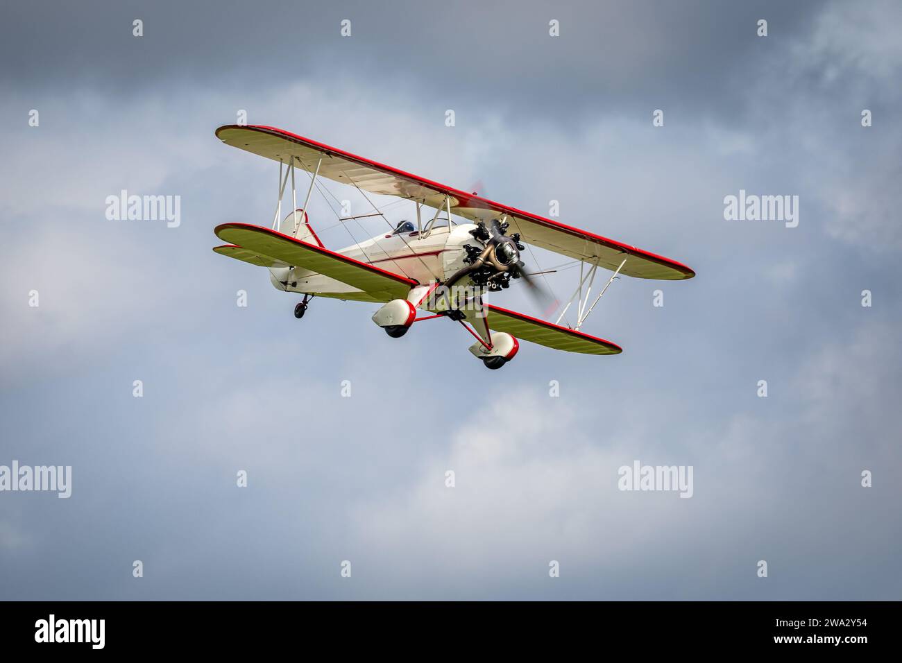 Travel Air 4000, airborne at the Race Day airshow held at Shuttleworth ...