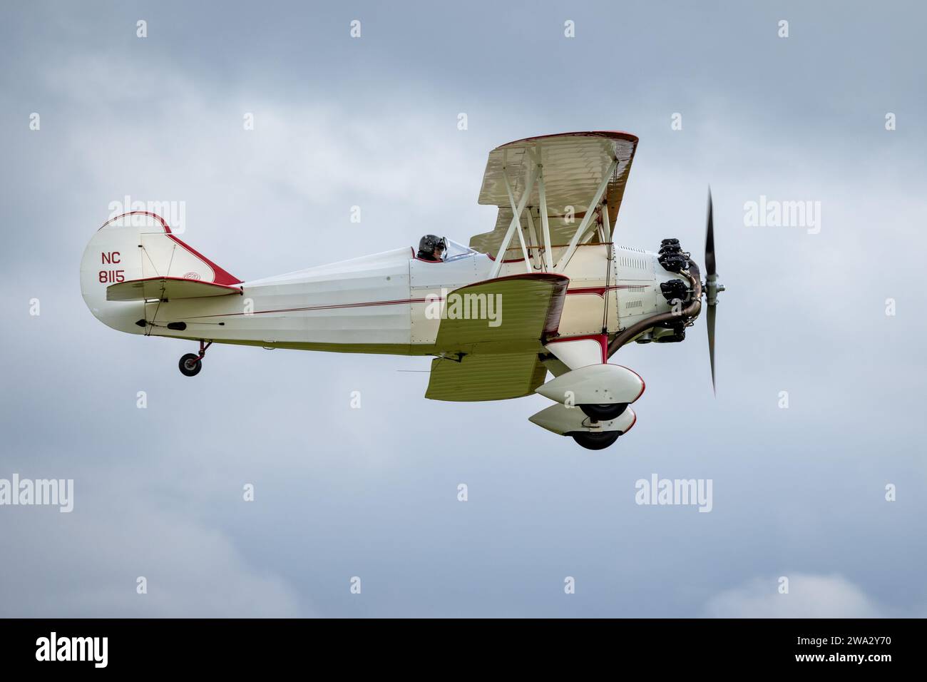 Travel Air 4000, airborne at the Race Day airshow held at Shuttleworth ...