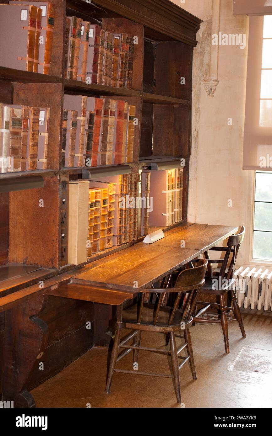 Historic books at the Bodleian Library in Oxfordshire in the UK Stock Photo