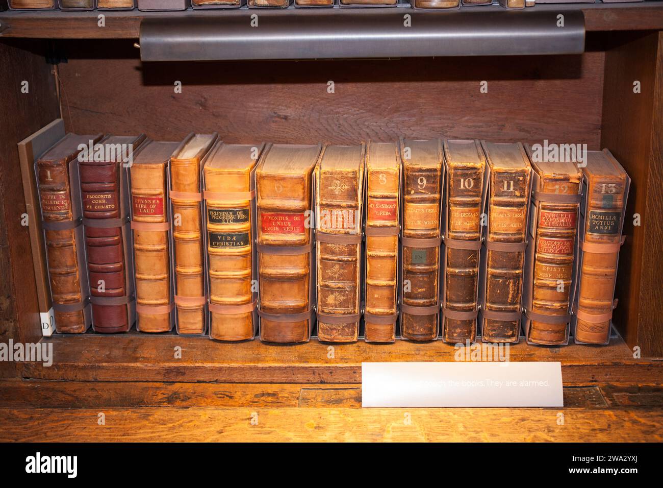 Historic books at the Bodleian Library in Oxfordshire in the UK Stock Photo