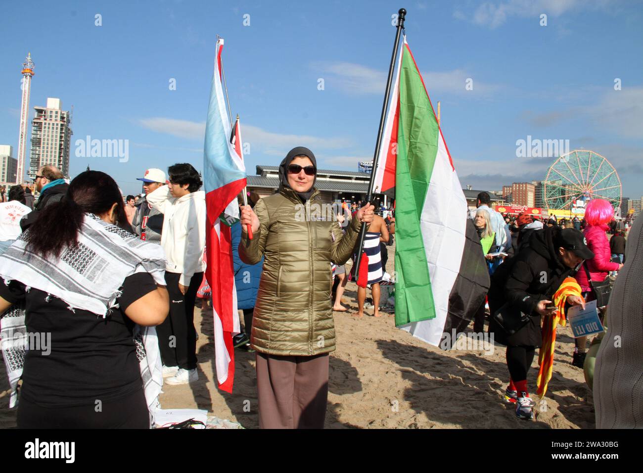New York, New York, USA. 1st Jan, 2024. Brooklyn, New York . 121st Polar Bear Plunge. The Coney