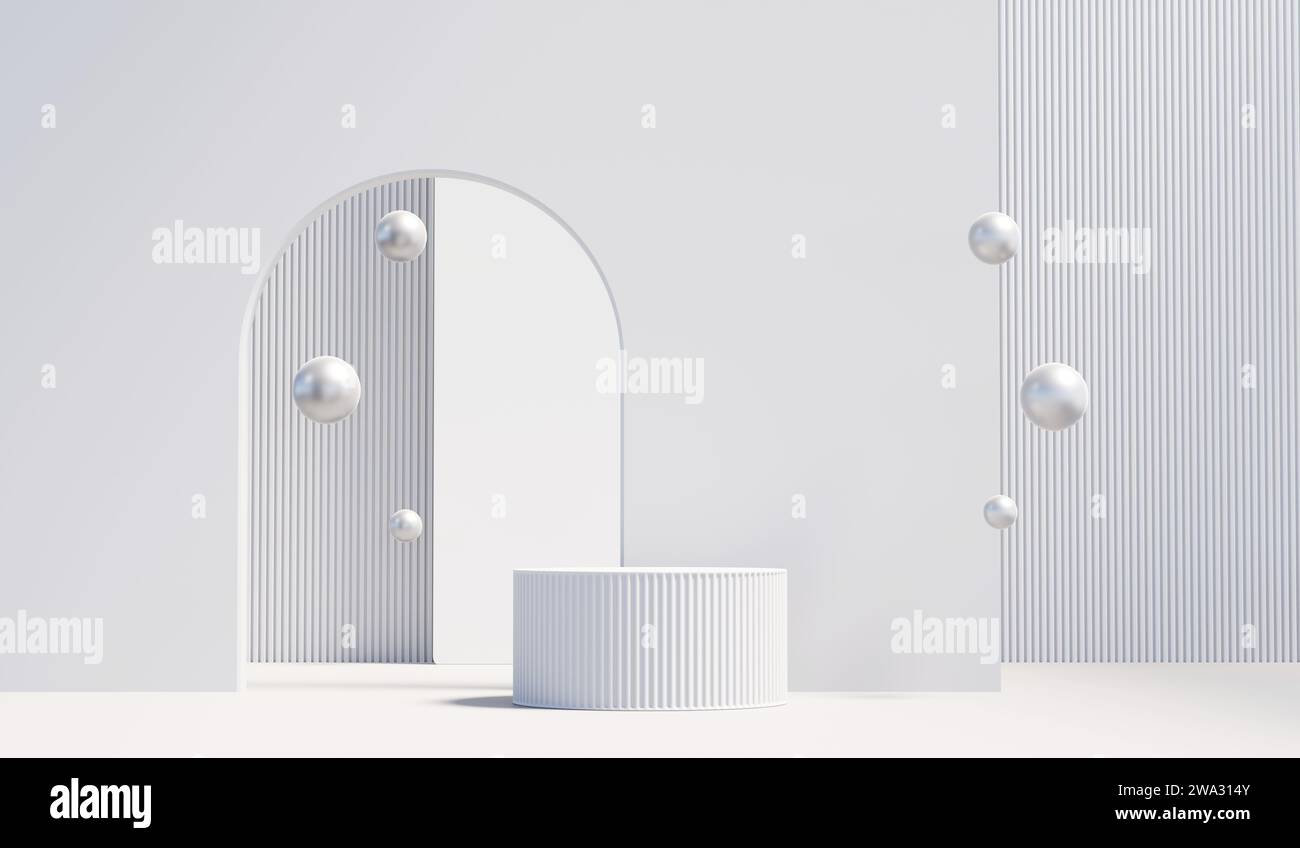 Luxury white minimal podium for product display with decoration 3d ...