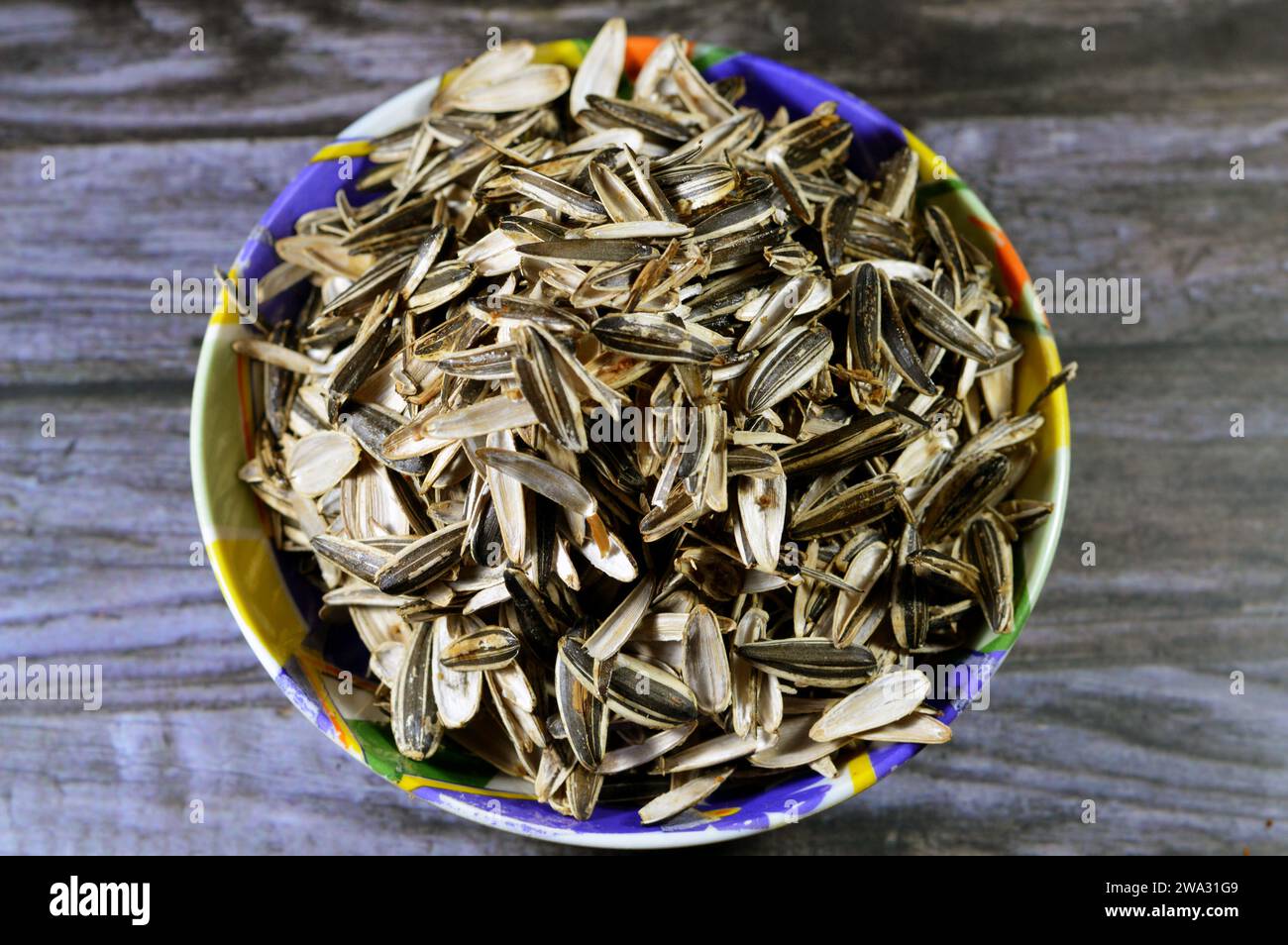 pile of debris, waste of the sunflower seeds and peels after consumed or eaten, the waste of