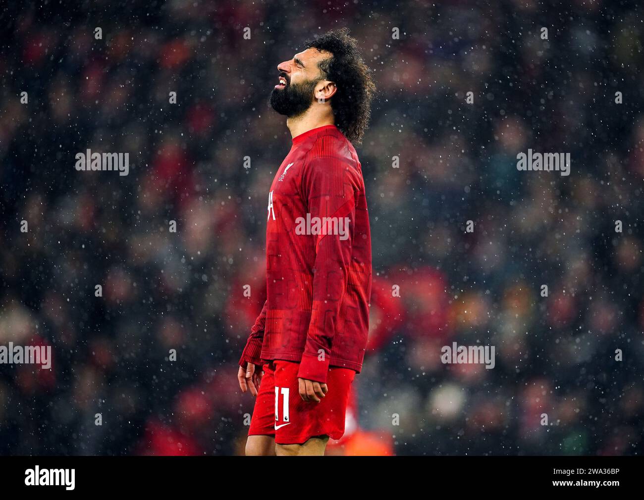 Liverpool's Mohamed Salah Warms Up Before The Premier League Match At ...