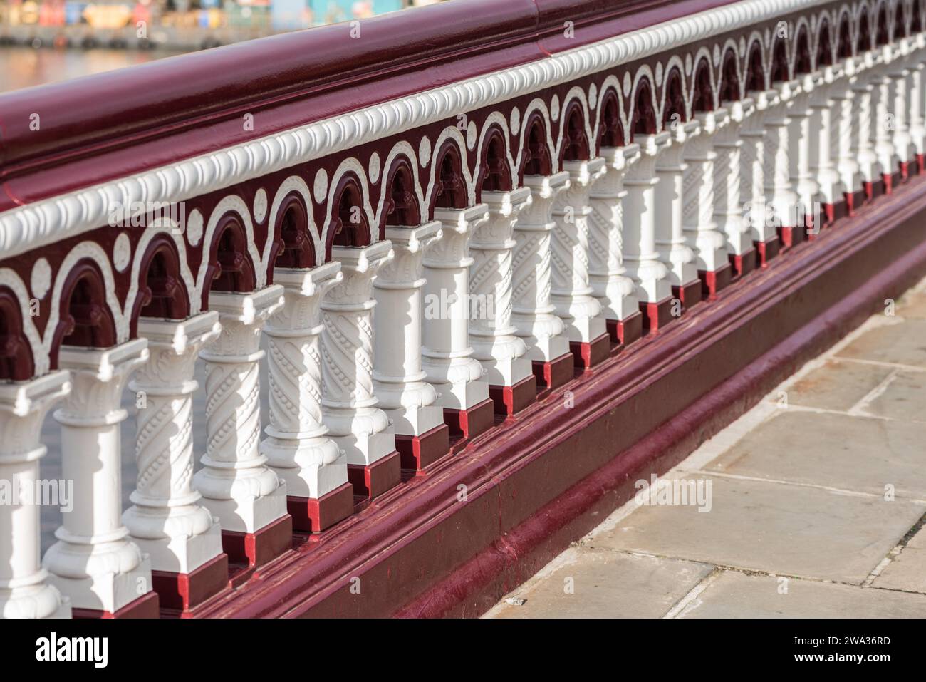 Close up of the south side balustrade on Blackfriars Bridge, London