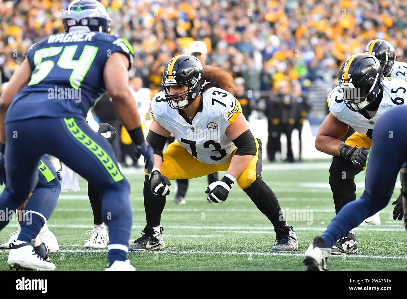 Seattle, WA, USA. 31st Dec, 2023. Pittsburgh Steelers guard Isaac