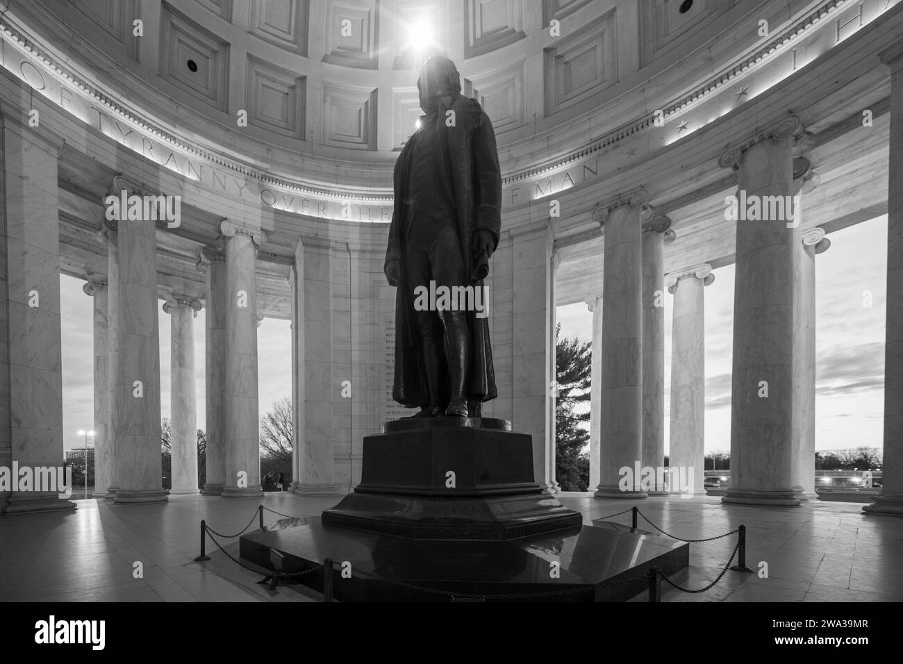 The Jefferson Memorial Statue in Washington DC in Black and White Stock