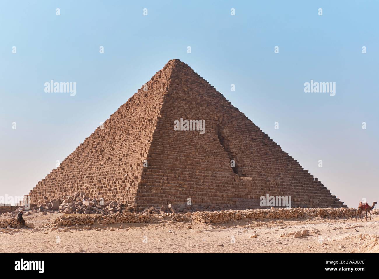 Giza, Egypt - December 24 2023: The Pyramid of Menkaure, the smallest of the three pyramids of Giza Plateau, Cairo Stock Photo