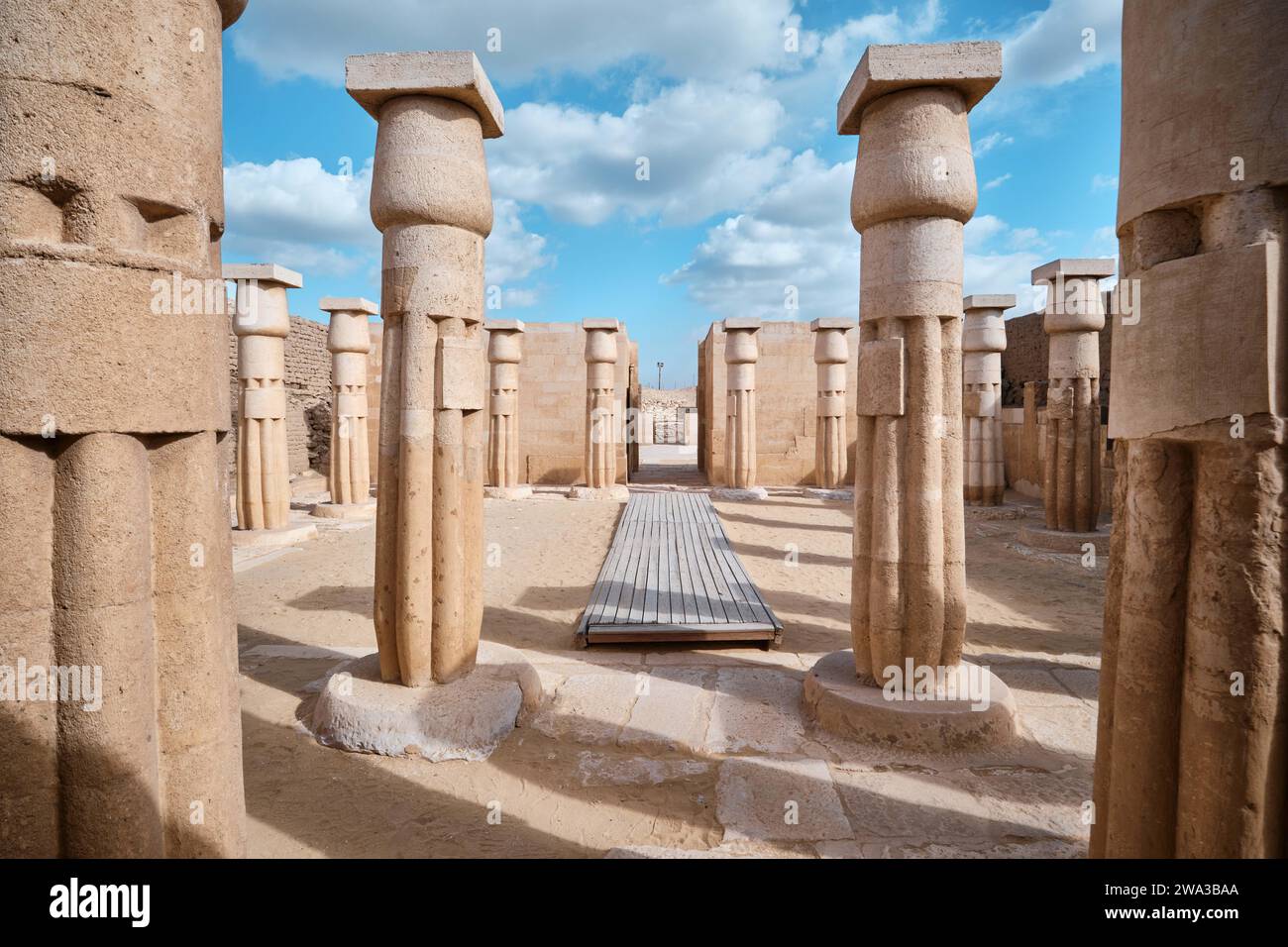 Saqqara, Egypt - January 2, 2024: Columns in Tomb of Horemheb located Saqqara Necropolis Stock Photo
