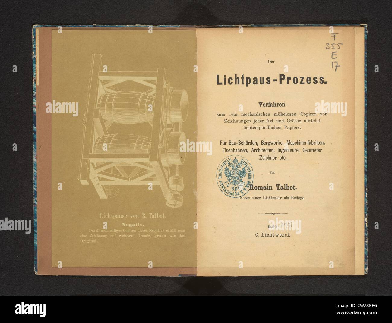 The Lichtpaus process Copiros of drawings of all kinds and size by