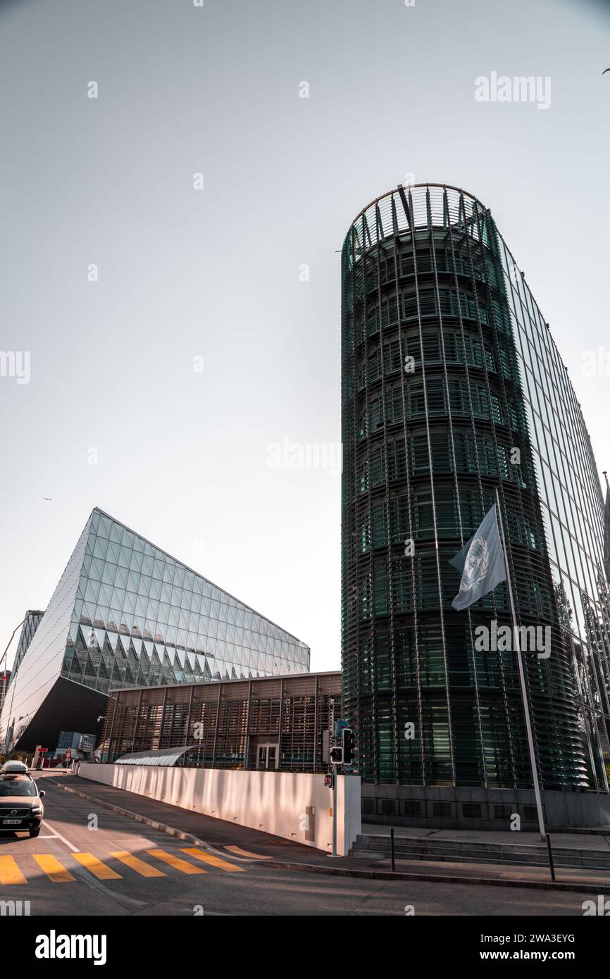 Geneva, Switzerland - 25 March 2022: The World Meteorological Organization building in Geneva, Switzerland. Stock Photo