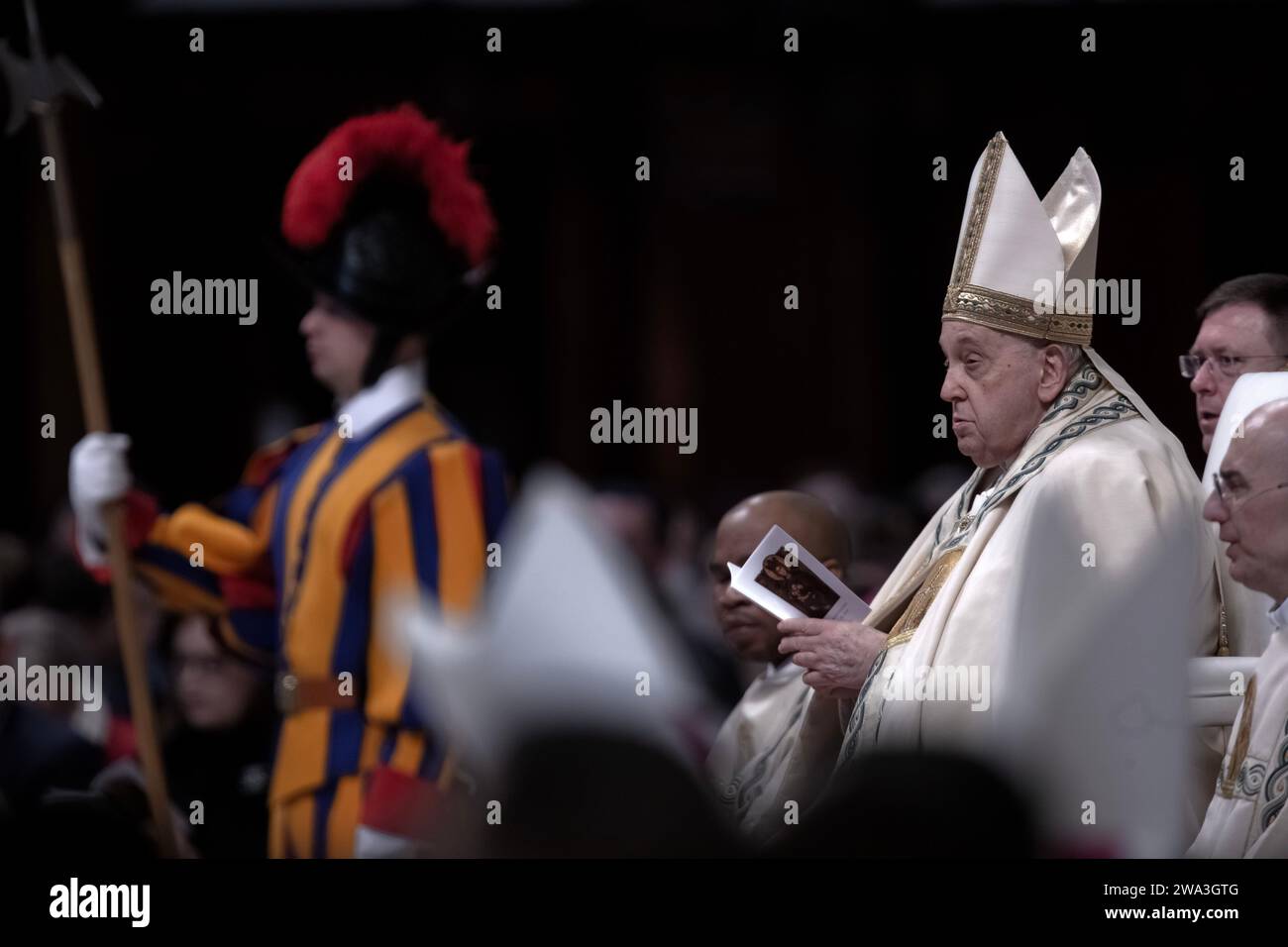 Vatican City, Vatican, 01 January 2024. Pope Francis presides over a