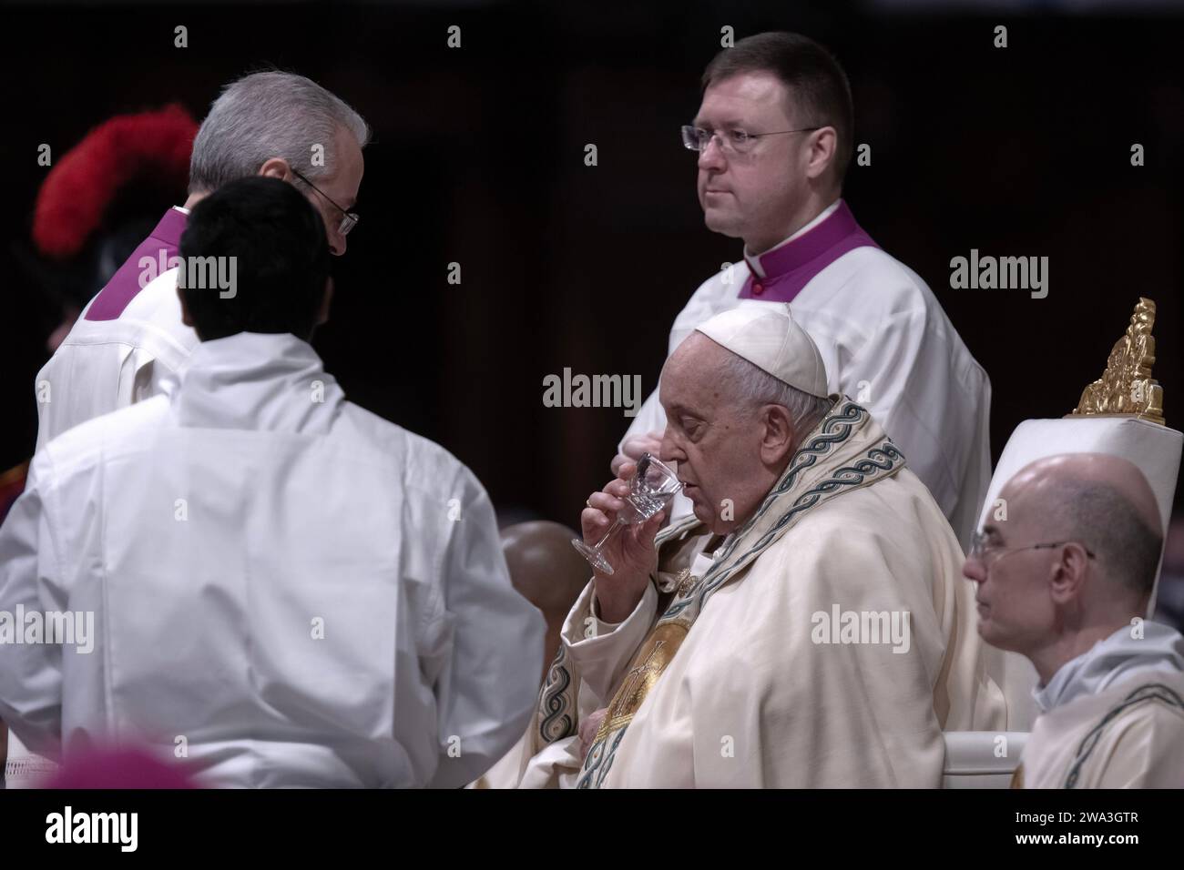 Vatican City, Vatican, 01 January 2024. Pope Francis presides over a