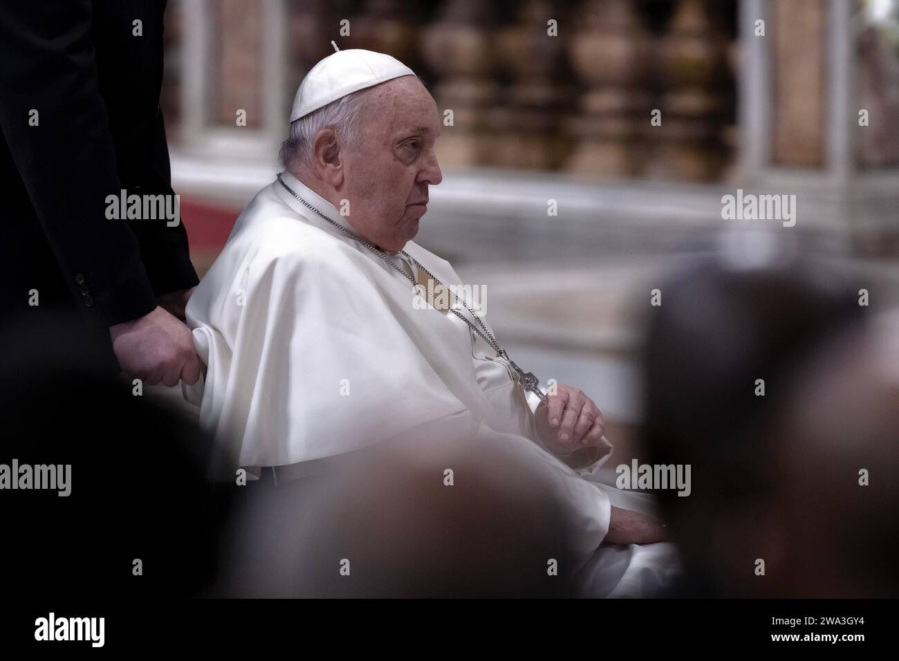 Vatican City, Vatican, 01 January 2024. Pope Francis presides over a