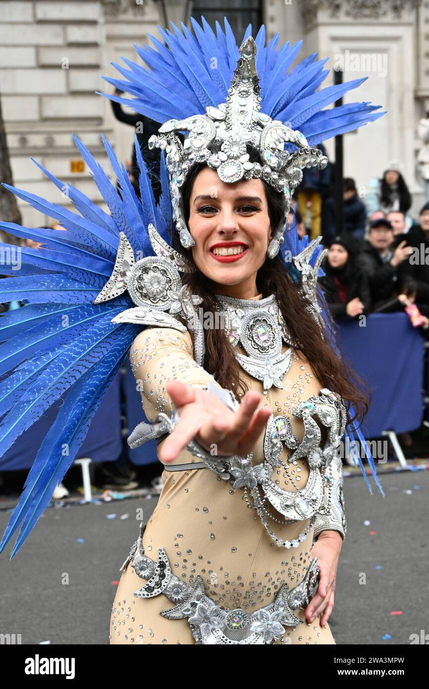 London, UK. 1st Jan, 2024. London's annual New Year parade featuring
