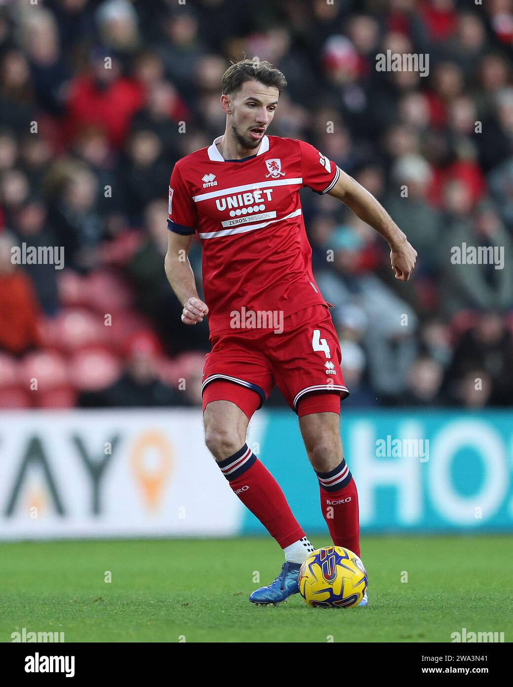 Middlesbrough on Monday 1st January 2024. Middlesbrough's Dan Barlaser