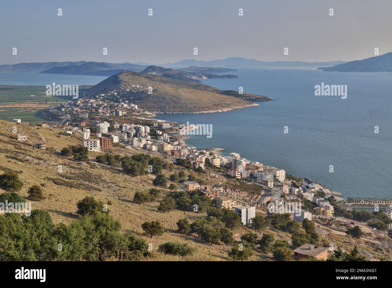 View of the Ionian Sea near Queparo, Albanian Riviera, Albania, Europe Stock Photo
