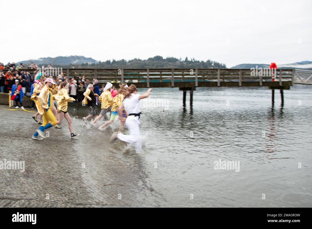 Canada 01st Jan 2024 VANCOUVER BRITISH COLUMBIA JAN 01   Canada 01st Jan 2024 Vancouver British Columbia Jan 01 Participants Plunge In The Frigid Waterspeople Participate In The Annual New Years Day Polar Bear In Port Moody British Columbia On Monday January 1st 2024 Photo By Tomaz Jrpximages Credit Px Imagesalamy Live News 2WA3R3W 